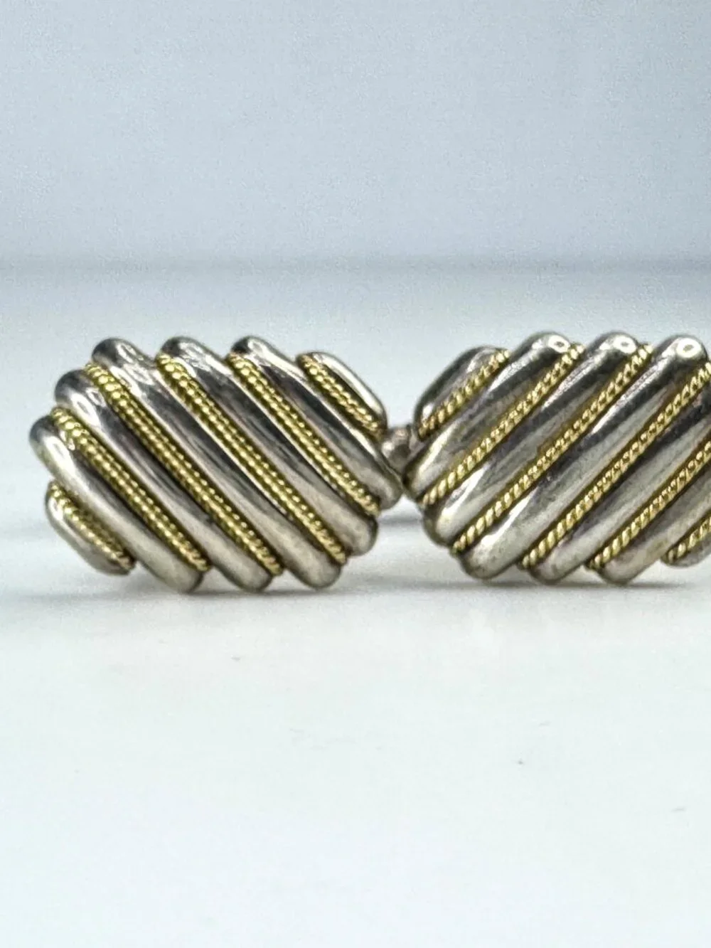 Vintage Tiffany & Co. Somerset ribbed sterling silver & 18K gold cufflinks SS462